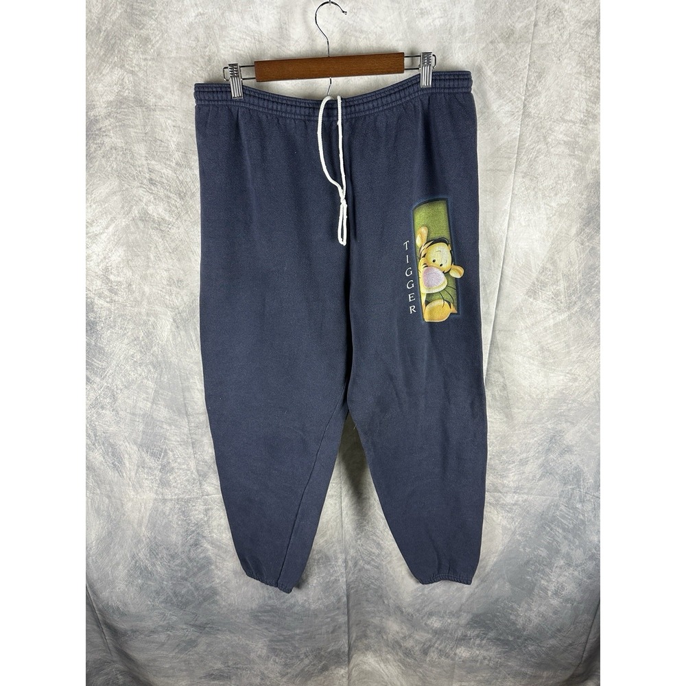 VTG Disney Store Mens XL USA Made Navy Blue Tigger Sweatpants Joggers Pants